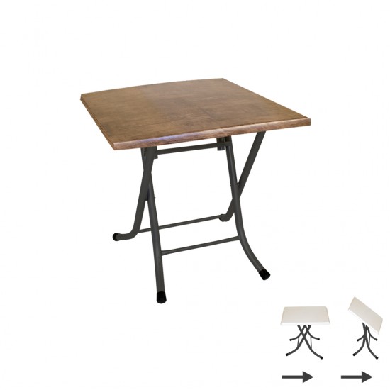 Klasik Katlanır Werzalit Kare Tabla Masa (80X80) - Rustik Dark Klasik Katlanır Werzalit Kare Tabla Masa (80X80) - Rustik Dark