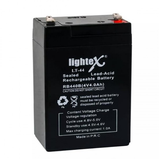 LİGHTEX LT-44 Kuru Akü 4V 4.0Ah (7X10X4.5Cm) Işıldak Fener