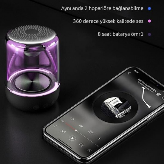 MAGICVOICE MV-24696 600 MAH TAŞINABİLİR RGB MİKROFONLU AUX/TF/BLUETOOTH 3 W HOPARLÖR SPEAKER (BEYAZ)