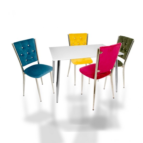 Manolya Kapitoneli Mutfak Masa Takımı (Kumaş) - Gökkuşağı Manolya Kapitoneli Mutfak Masa Takımı (Kumaş) - Gökkuşağı