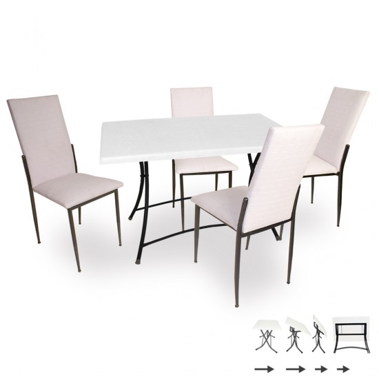 Modern Katlanır Werzalit-Gözde Mutfak Masa Takımı - Beyaz Modern Katlanır Werzalit-Gözde Mutfak Masa Takımı - Beyaz