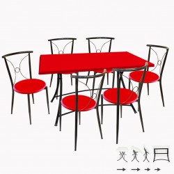 Modern Katlanır Werzalit-Tiffany Mutfak Masa Takımı 6 Kişilik - Kırmızı Modern Katlanır Werzalit-Tiffany Mutfak Masa Takımı 6 Kişilik - Kırmızı