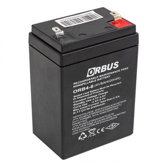 ORBUS ORB4-8 4 VOLT - 8 AMPER AKÜ (68 X 45 X 95 MM)