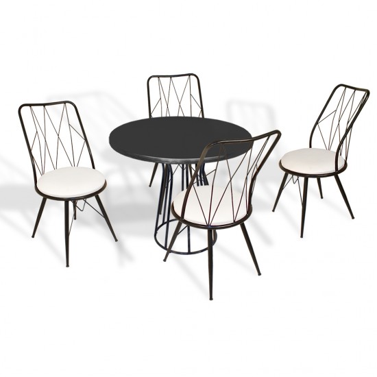 Palermo Werzalit - Royal Mutfak Masa Takımı Q80 - Siyah Beyaz Palermo Werzalit - Royal Mutfak Masa Takımı Q80 - Siyah Beyaz