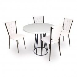 Palermo Werzalit - Kapitoneli Mutfak Masa Takımı Q80 - Beyaz Palermo Werzalit - Kapitoneli Mutfak Masa Takımı Q80 - Beyaz