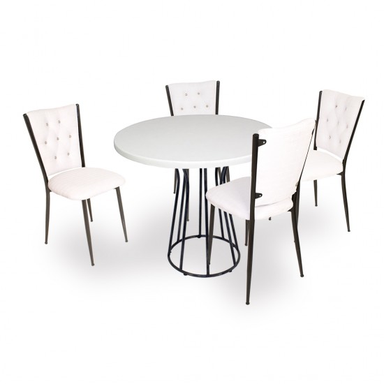 Palermo Werzalit - Kapitoneli Mutfak Masa Takımı Q80 - Beyaz Palermo Werzalit - Kapitoneli Mutfak Masa Takımı Q80 - Beyaz