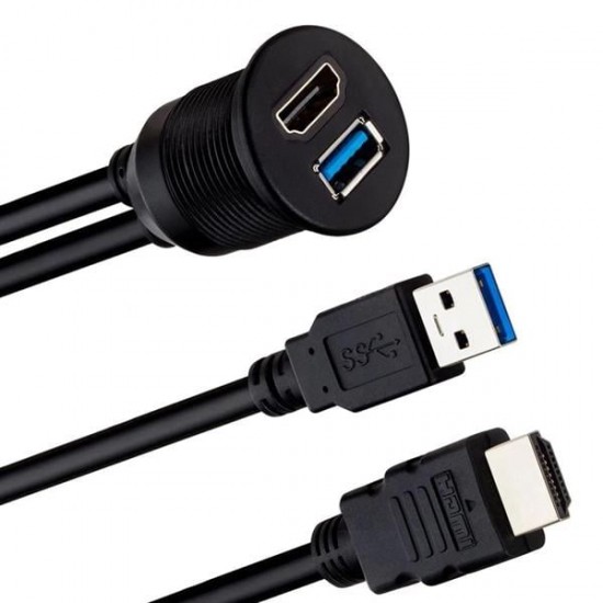 POWERMASTER PM-12428 ARAÇ KONTROL PANELİ USB 3.0 + HDMI UZATMA KABLOSU GÖMME MONTAJ