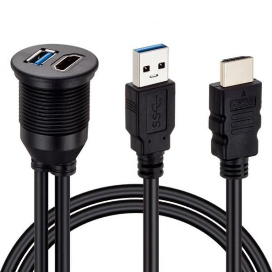 POWERMASTER PM-12428 ARAÇ KONTROL PANELİ USB 3.0 + HDMI UZATMA KABLOSU GÖMME MONTAJ