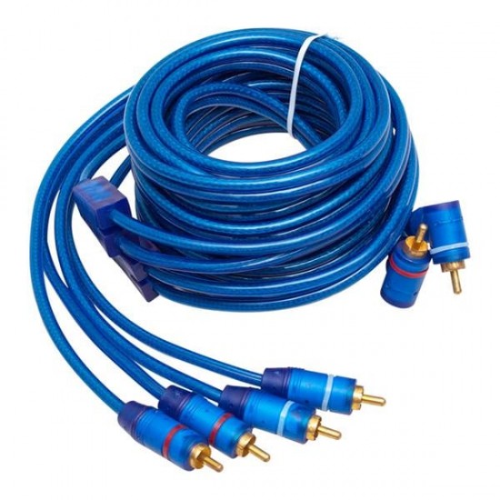 POWERMASTER PM-425 2 RCA ERKEK + 4 RCA ERKEK ŞASELİ 5 METRE MAVİ KABLO