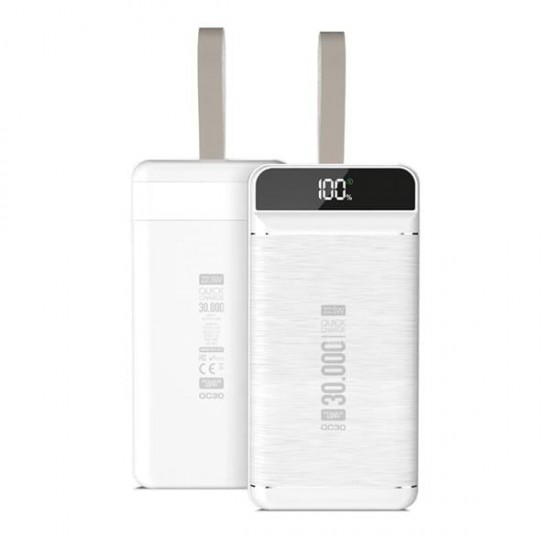 POWERWAY QC30 30000 MAH PD22.5W 3 USB DİJİTAL EKRAN SİYAH POWERBANK