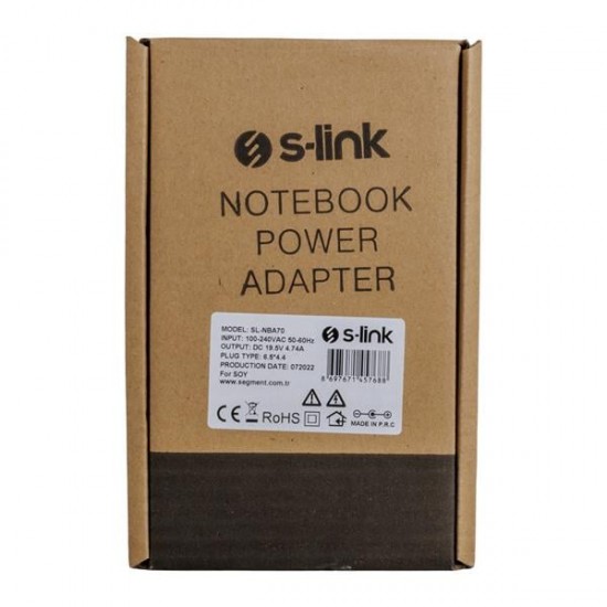 S-LINK SL-NBA70 90W 19.5 VOLT 4.74 AMPER 6.5X4.4 UÇLU SONY NOTEBOOK ADAPTÖR (SAMSUNG LED TV)