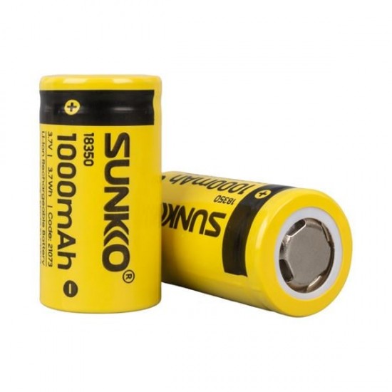 SUNKKO 3.7 VOLT 1000 MAH 18350 ŞARJ EDİLEBİLİR PİL (TEKLİ)