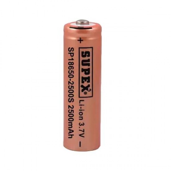 SUPEX 18650-2500S 3.7 VOLT 2500 MAH BAŞLIKLI LI-ION PİL TEKLİ