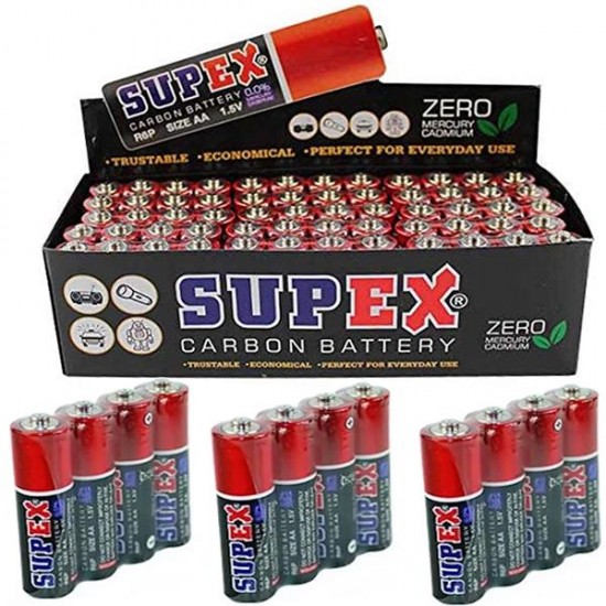 SUPEX R6 1.5 VOLT ÇİNKO KARBON AA KALEM PİL (60LI PAKET FİYATI)