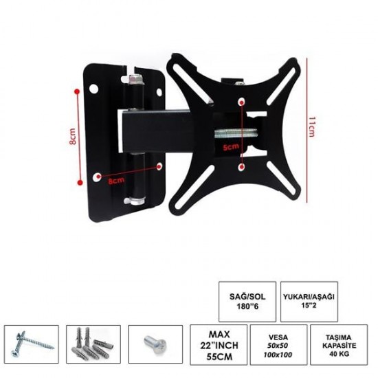 UFIX-22KH Lcd Askı Aparatı Hareketli Tek Kol 22 İnç 55Cm