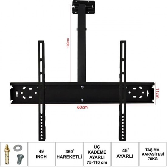 UFİX 6011 Lcd Askı Aparatı Tavan Hareketli 42-49-55 İnç 106-124-140Cm