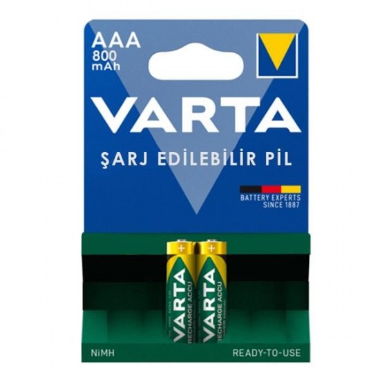 VARTA NI-MH 1.2 VOLT - 800 MAH HR03 AAA ŞARJLI 2Lİ İNCE KALEM PİL