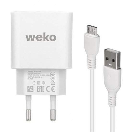 WEKO WK-21436 M7 2.1 AMPER ŞARJ BAŞLIK ADAPTÖRÜ + MICRO USB KABLO (NO:3)