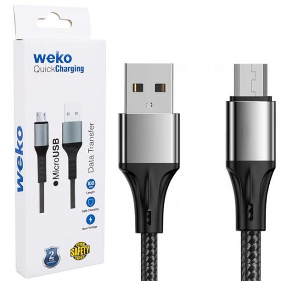 WEKO WK-22023 USB TO MICRO USB ÖRGÜLÜ GRİ 1 MT ŞARJ KABLOSU (NO:14)