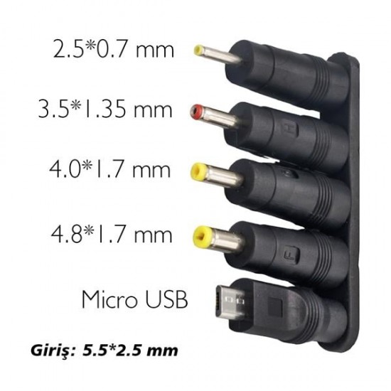 WEKO YERLİ ÜRETİM ÇOKLU YEDEK ADAPTÖR UÇ ÇEVİRİCİ (2.5X0.7MM- 4.8X1.7MM- 3.0X1.1MM-4.0X1.7MM- MICRO USB)