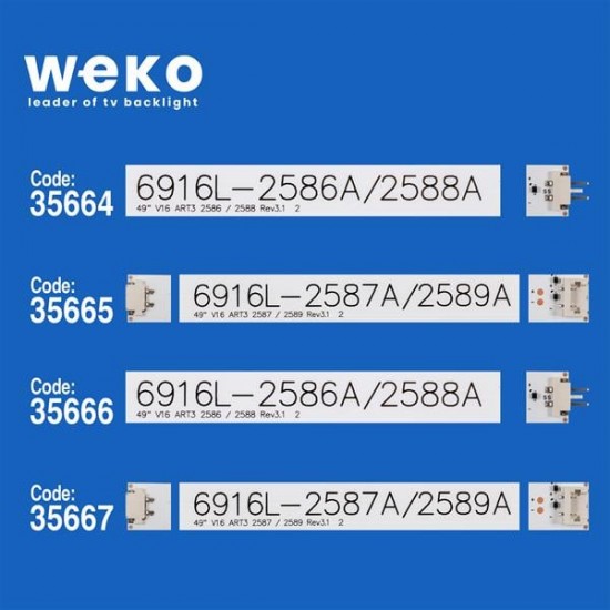 WKSET-5202 35664X2 35665X2 35666X2 35667X2 49 V16 ART3 8 ADET LED BAR