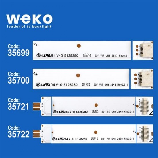 WKSET-5212 35699X4 35700X4 35721X4 35722X4 55 V17 UNB 16 ADET LED BAR