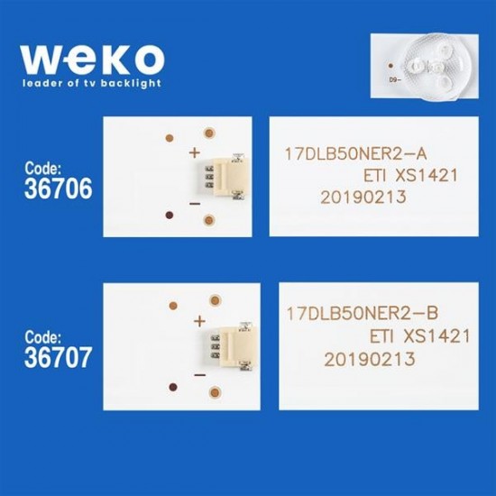 WKSET-5792 36706X2 36707X1 17DLB50NER2-A/B 3 ADET LED BAR (12LENS)