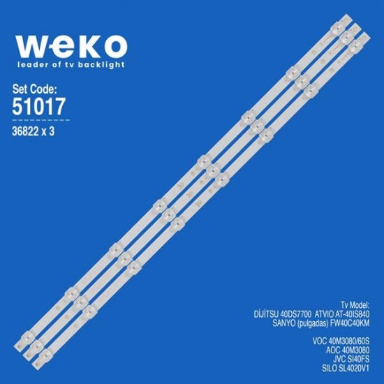 WKSET-6017 36822X3 K400WDD1 MİNİ A1 4708-K400WD-A1113N01 3 ADET LED BAR