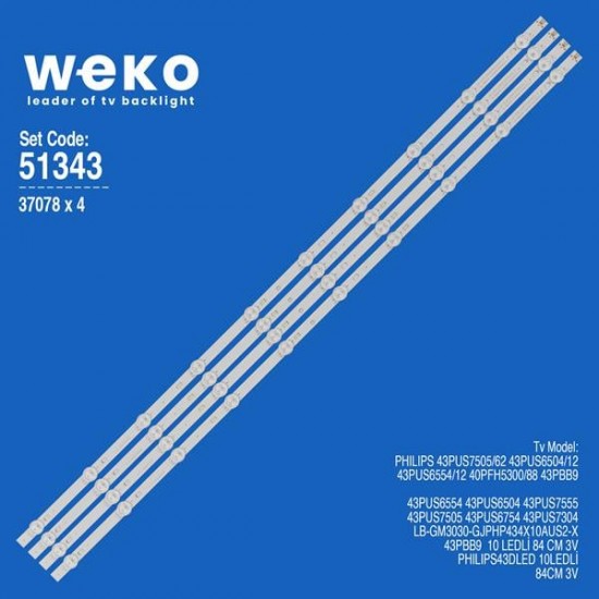 WKSET-6343 37078X4 LB-GM3030-GJPHP434X10AUS2-X  4 ADET LED BAR