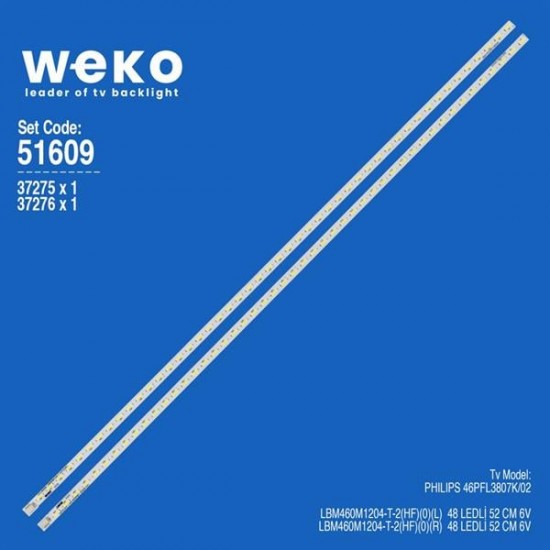 WKSET-6609 37275X1 37276X1 LBM460M1204-T-2  2 ADET LED BAR (48LED)