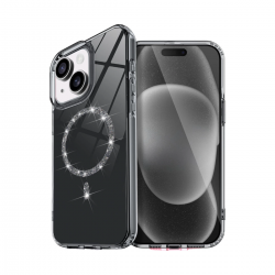 Apple İphone 15 Live Diamond Magsafe Kapak - Siyah Apple İphone 15 Live Diamond Magsafe Kapak - Siyah
