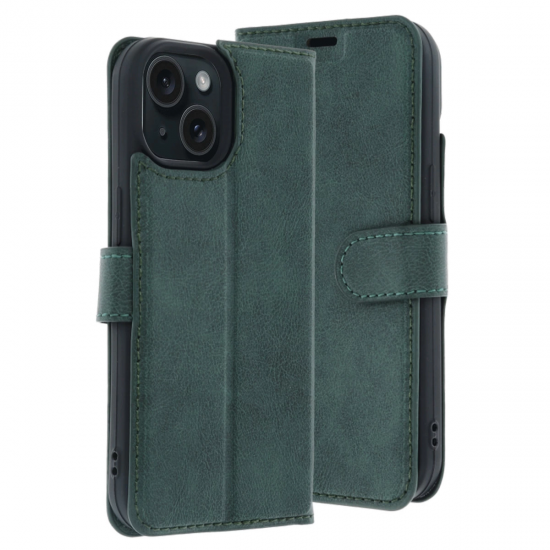 Apple İphone 15 Trend S Plus Kapaklı Kılıf - Yeşil