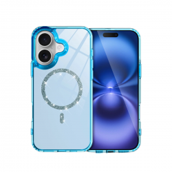 Apple İphone 16 Live Diamond Magsafe Kapak - Mavi Apple İphone 16 Live Diamond Magsafe Kapak - Mavi