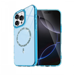 Apple İphone 16 Pro Max Live Diamond Magsafe Kapak - Mavi Apple İphone 16 Pro Max Live Diamond Magsafe Kapak - Mavi