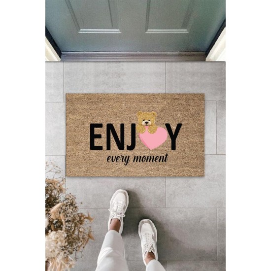 Bej Kapı Önü Paspası Enjoy Ever Moment Ayıcık Desen  K-3351