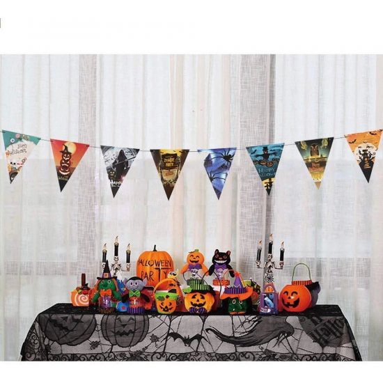 Cadılar Bayramı Halloween Flama Bayrak Banner Süs 8 Li 3 Metre