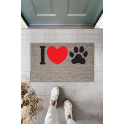 Dijital Baskı Gri I Love Pati Kırmızı Kalpli Dekoratif Kapı Paspası K-2075 Dijital Baskı Gri I Love Pati Kırmızı Kalpli Dekoratif Kapı Paspası K-2075