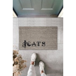 Dijital Baskı Gri Kedilerle Bezenmiş Cats Yazılı Dekoratif Kapı Paspası K-2029 Dijital Baskı Gri Kedilerle Bezenmiş Cats Yazılı Dekoratif Kapı Paspası K-2029
