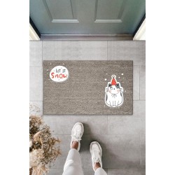 Dijital Baskı Gri Let It Snow Kukuletalı Kedi Dekoratif Kapı Paspası K-2058 Dijital Baskı Gri Let It Snow Kukuletalı Kedi Dekoratif Kapı Paspası K-2058
