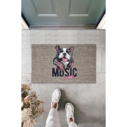 Dijital Baskı Gri Music Yazılı Kulaklıklı Köpek Dekoratif Kapı Paspası K-2043 Dijital Baskı Gri Music Yazılı Kulaklıklı Köpek Dekoratif Kapı Paspası K-2043