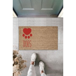Dijital Baskı Kahverengi Kırmızı Kalpli Dogs Dekoratif Kapı Paspası K-2072 Dijital Baskı Kahverengi Kırmızı Kalpli Dogs Dekoratif Kapı Paspası K-2072