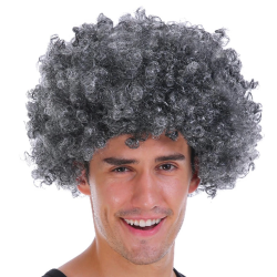 Gri Renk Kabarık Bonus Peruk Afro Takma Saç Gri Renk Kabarık Bonus Peruk Afro Takma Saç