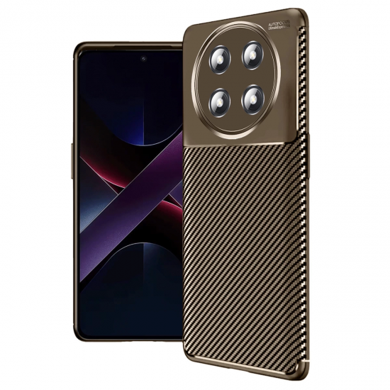 Honor Magic 7 Lite Kılıf Auto Focus Karbon Kapak - Kahverengi