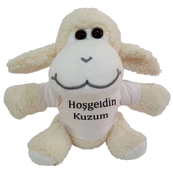 Hoşgeldin Kuzum Tişörtlü Peluş Kuzu Hoşgeldin Kuzum Tişörtlü Peluş Kuzu