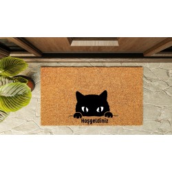 Kapı Önü Paspası Özel Tasarım Koko Model Siyah Kedi Hoşgeldiniz PK-1555 Kapı Önü Paspası Özel Tasarım Koko Model Siyah Kedi Hoşgeldiniz PK-1555