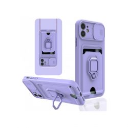 İphone 11 Kılıf Zuma Kartvizitli Yüzüklü Silikon - Lila İphone 11 Kılıf Zuma Kartvizitli Yüzüklü Silikon - Lila