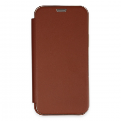 İphone 12 Kılıf Dolpin Kapaklı - Kahverengi