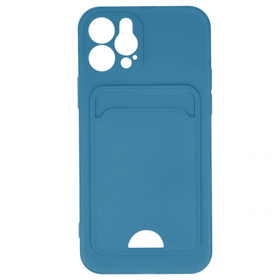 İphone 12 Kılıf Kelvin Kartvizitli Silikon - Mavi