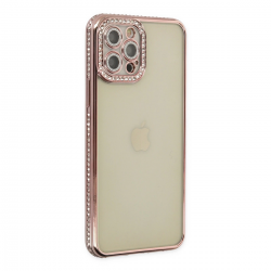 İphone 12 Pro Kılıf Joke Taşlı Silikon - Pembe İphone 12 Pro Kılıf Joke Taşlı Silikon - Pembe