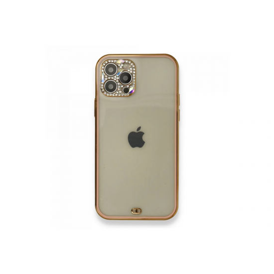 İphone 12 Pro Kılıf Liva Taşlı Silikon - Pembe